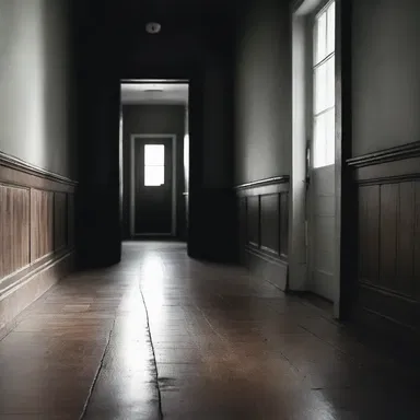 As she crept through the dark hallway, the wooden floorboards creaked with each step, sending shivers down her spine.