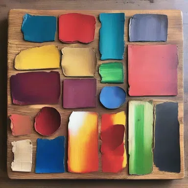 The artist used a wooden palette to mix and blend the colors together.