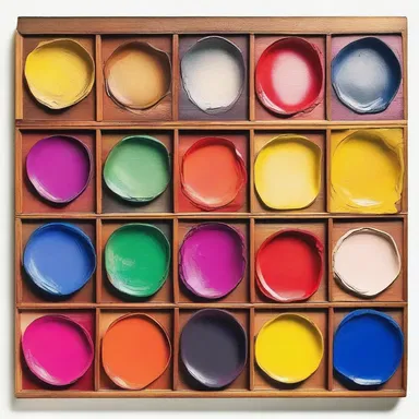 The artist used a wooden palette to mix and blend the colors together.