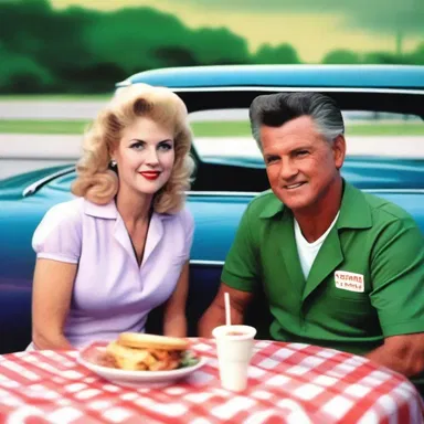 Linda and Mark had a romantic dinner at the drive-in restaurant, where a carhop served them their delicious meal.