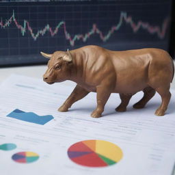 Generate a thumbnail featuring a bull and bear, symbolizing the stock market, with line graphs and pie charts in the background.