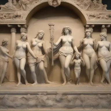 The tableau depicts the gods and goddesses of Greek mythology, showcasing their power and divinity.