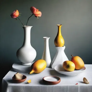The artist arranged various objects on the table to create a still-life tableau, capturing the beauty and essence of each item.