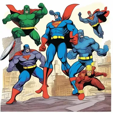 The final panel of the comic book illustrated a powerful tableau of the superheroes united against their archenemy.