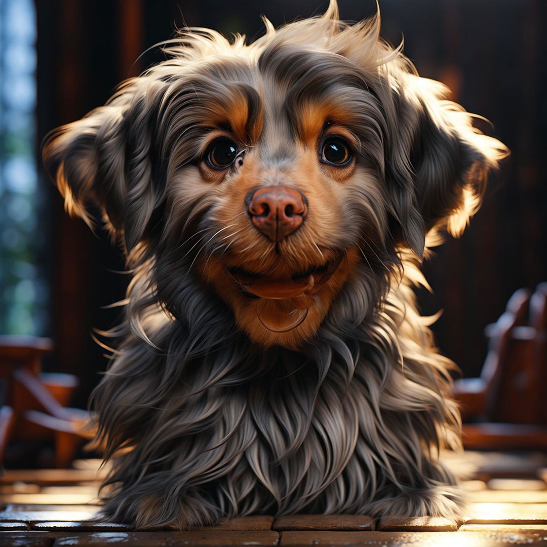 A perfectly-rendered, realistic image of a happy, healthy dog with a gleaming coat.