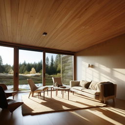 Scandinavian living room, architectural photography, natural light