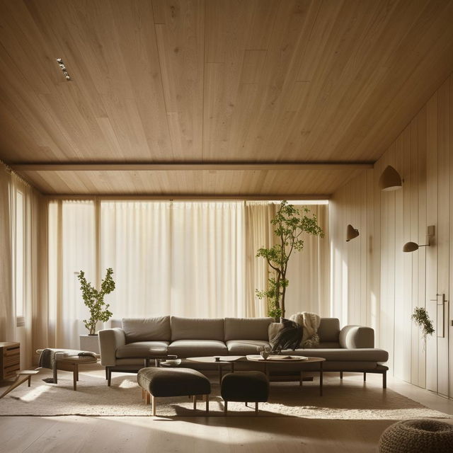 Scandinavian living room, architectural photography, natural light