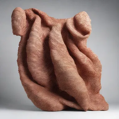 The artist created an intricate sculpture using right-side-out fabric, highlighting the beauty of its texture and patterns.