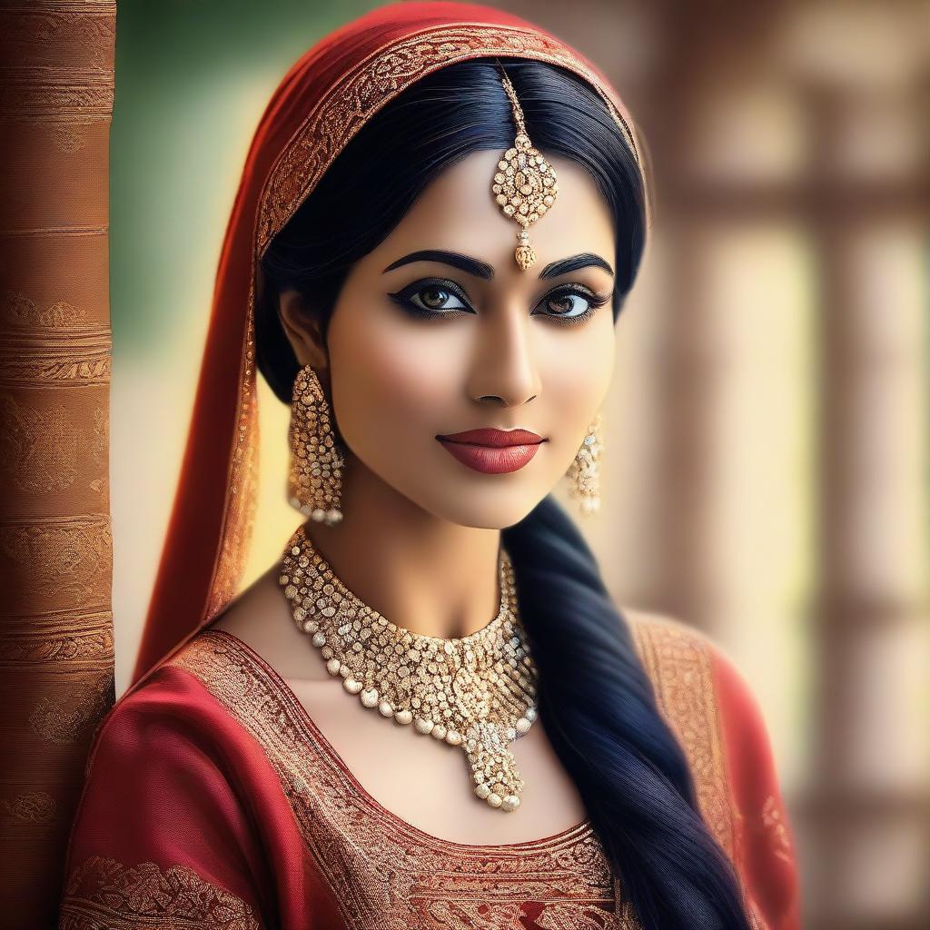 A high-quality digital art image capturing the elegance of a gorgeous Indian woman