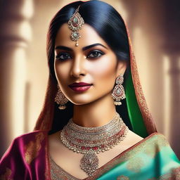 A high-quality digital art image capturing the elegance of a gorgeous Indian woman