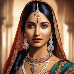 A high-quality digital art image capturing the elegance of a gorgeous Indian woman