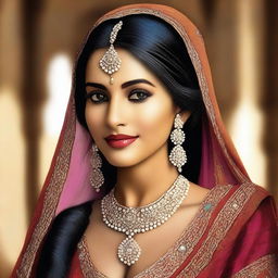 A high-quality digital art image capturing the elegance of a gorgeous Indian woman