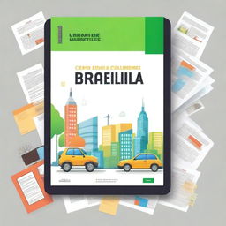 Uma capa de e-book digitalmente renderizada e de alta qualidade, ilustrando o tema 'Finanças Municipais Brasileiras'