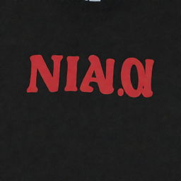 A black t-shirt with the name 'Naqi' prominently displayed in bold, vibrant red letters.