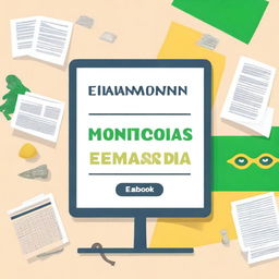 Uma capa de e-book digitalmente renderizada e de alta qualidade, ilustrando o tema 'Finanças Municipais Brasileiras'