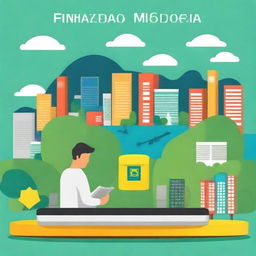 Uma capa de e-book digitalmente renderizada e de alta qualidade, ilustrando o tema 'Finanças Municipais Brasileiras'