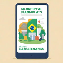 Uma capa de e-book digitalmente renderizada e de alta qualidade, ilustrando o tema 'Finanças Municipais Brasileiras'