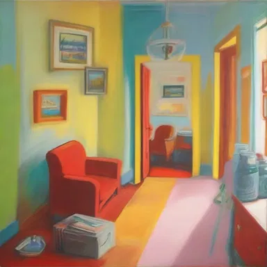 The artist used friendly colors in their painting, creating a welcoming and approachable atmosphere.