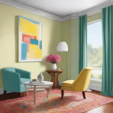 The artist used friendly colors in their painting, creating a welcoming and approachable atmosphere.