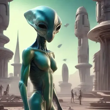 The friendly alien species in the science fiction novel helped the humans solve their problems and build a better future.