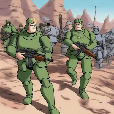 In the animated series, the friendly troops always work together to defeat the common enemy.