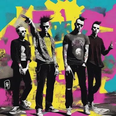 The album cover of the punk rock band's latest release was a vibrant and chaotic expression of their anger and social alienation.