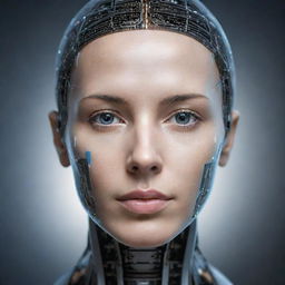 A conceptual representation of the face of artificial intelligence, blending advanced technology with humanoid features.