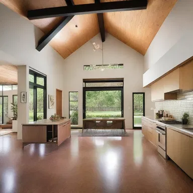 The open floor plan of the house allowed for a seamless flow between the coordinate axis of the living room, kitchen, and dining area.