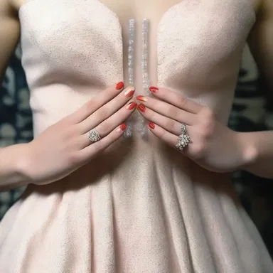 The fashionable dress was adorned with eightpenny nails as a unique design element.