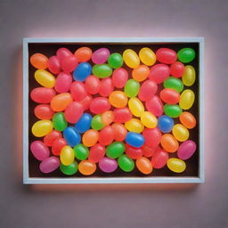 A vibrant neon LED sign themed around Haribo candies, displaying a colorful mix of shapes and sugary delight.