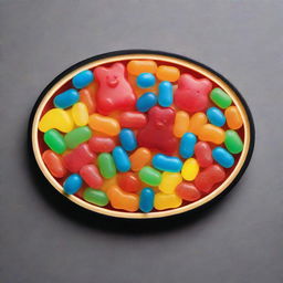 A vibrant neon LED sign themed around Haribo candies, displaying a colorful mix of shapes and sugary delight.