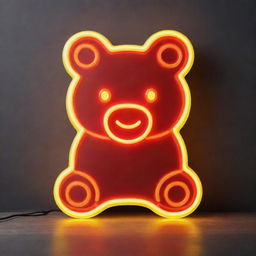 A striking neon LED sign inspired by Haribo candy, glowing with vibrant colors and a fun, playful design.