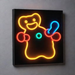 A striking neon LED sign inspired by Haribo candy, glowing with vibrant colors and a fun, playful design.