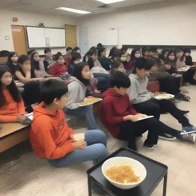 During the Halloween party, the middle school students decided to watch a horror movie marathon.