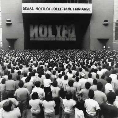 The assemblage of moviegoers eagerly waited in line to watch the highly anticipated film.