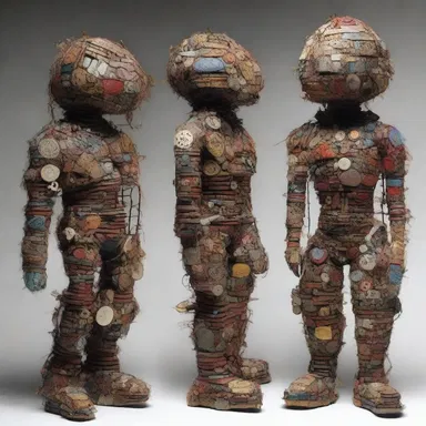The artist created a stunning assemblage of sculptures using various materials.