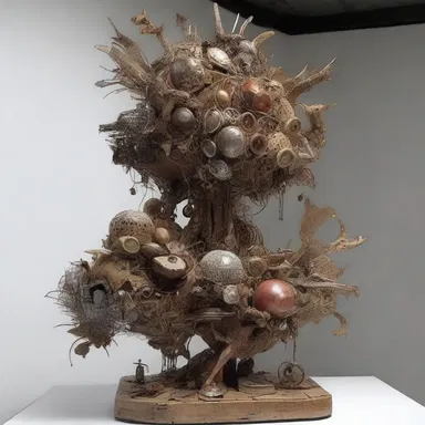 The artist created a stunning assemblage of sculptures using various materials.