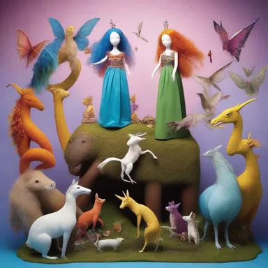 In her vivid imagination, she pictured a magical assemblage of mythical creatures living in harmony.