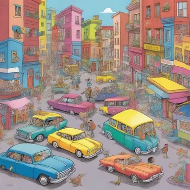 The cartoon depicted a hilarious assemblage of colorful and eccentric characters living in a bustling city.