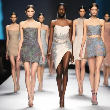 The fashion show featured an impressive assemblage of models showcasing the latest designer collections.