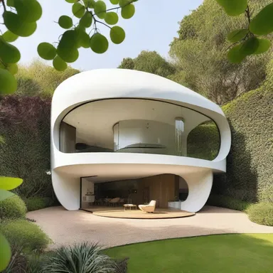 The modern house had a unique feature of a garden with a pea-shaped structure.