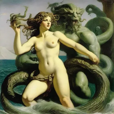 In Greek mythology, Perseus used Medusa's head to turn the sea monster to stone.