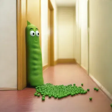 As the door creaked open, a handful of peas rolled across the hallway, causing a chilling sensation.
