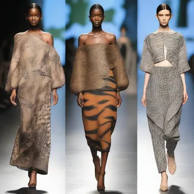 The designer's collection showcased ungrasped patterns and textures inspired by nature.