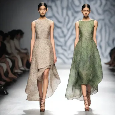 The designer's collection showcased ungrasped patterns and textures inspired by nature.