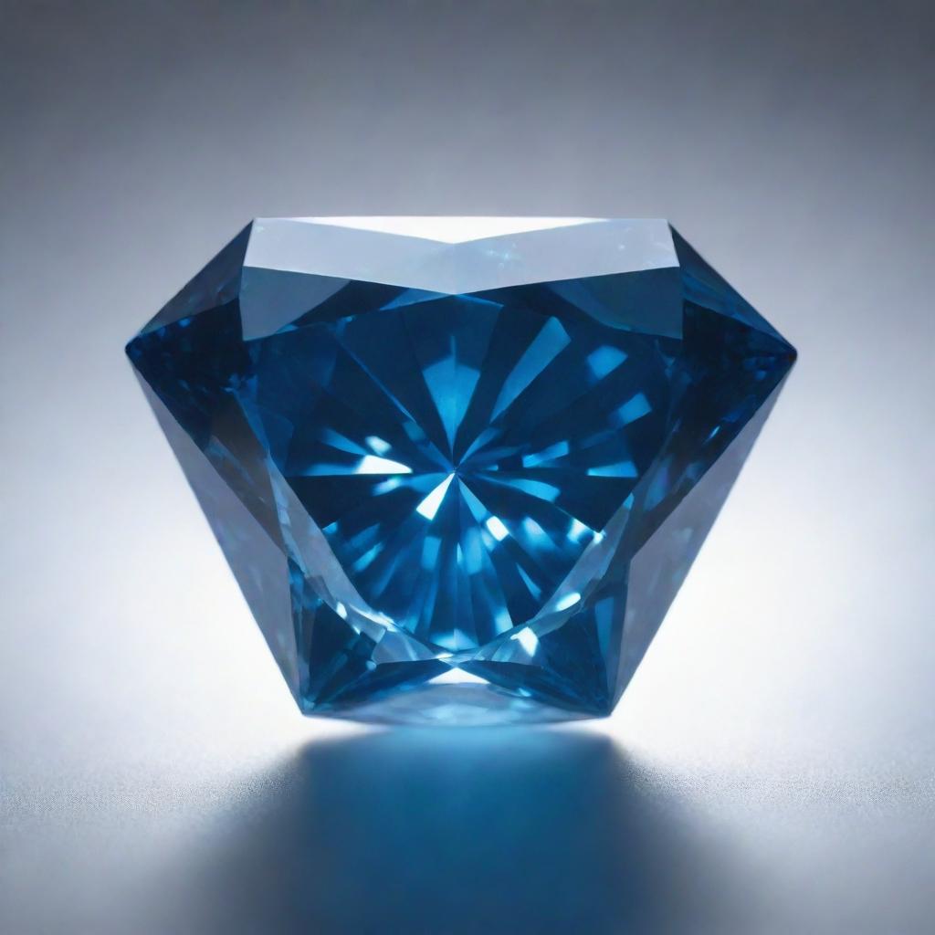 A radiant blue diamond, sparkling under a ray of light, reflecting intricate patterns of glimmers