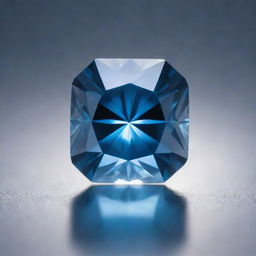 A radiant blue diamond, sparkling under a ray of light, reflecting intricate patterns of glimmers