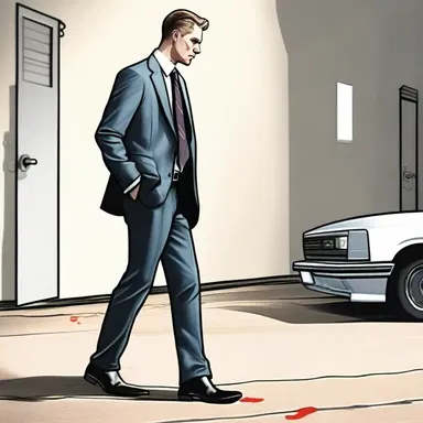 The well-dressed tec wore a stylish suit and polished shoes while investigating the crime scene.