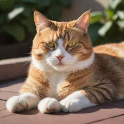 A vibrant, lifelike image of a cat lounging lazily in the afternoon sun.