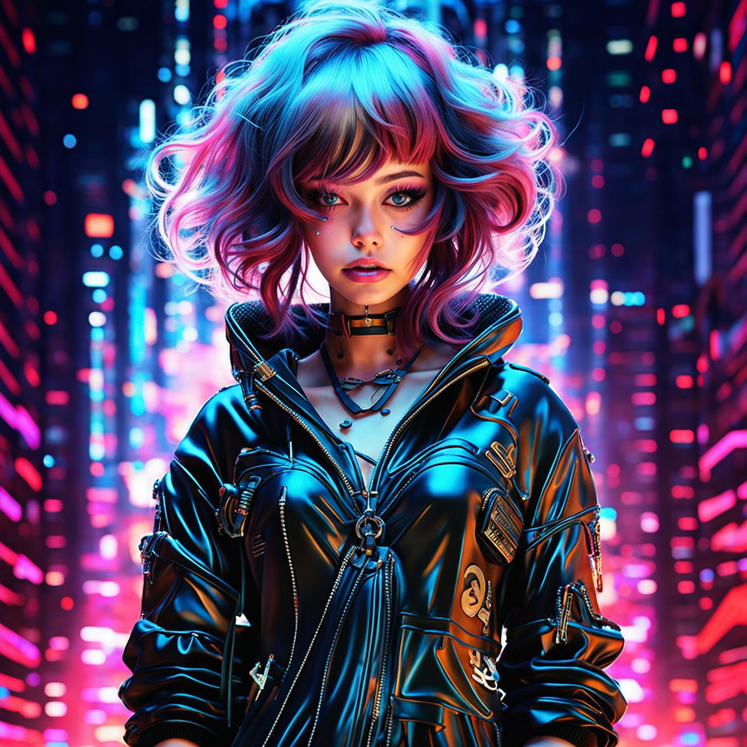 make the girl more cyberpunk style